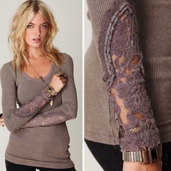 Free People Tops - Free People Crafty Cuff Thermal Top Mocha